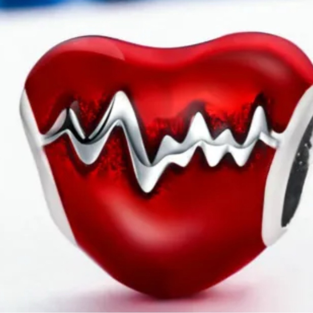 925 sterling sliver Red Heart Charm beads
